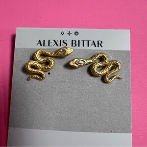 Alexis Bittar Gold Tone Snake Earrings NWT